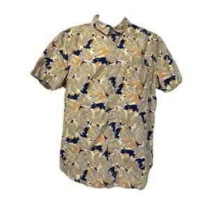 the rail floral orange blue tan button up short sleeve shirt Men’s Size XL